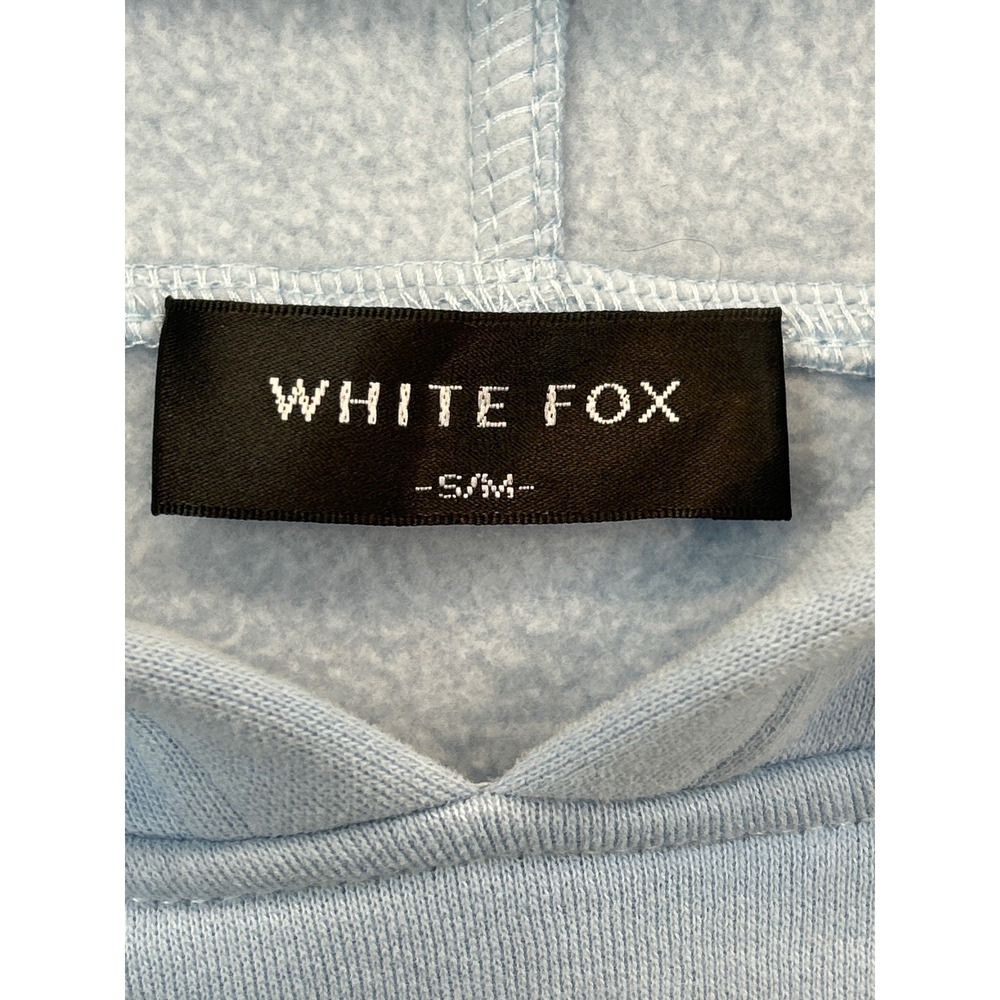 White Fox Hoodie Sweatshirt Womens S/M Light Blue Pink Graphic With Love Era 8.5 - Picture 3 of 6